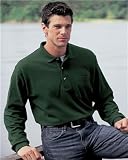 Tri-Mountain Men's big and tall Long Sleeve Pique Pocketed Polo Golf Shirt. 609