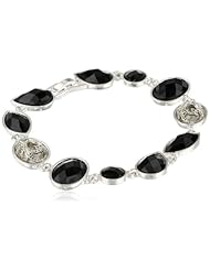 Napier "Giftable" Silver-Tone and Jet Line Bracelet, 7.5"