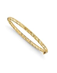 Leslies 14k Polished and Textured Hinged Bangle