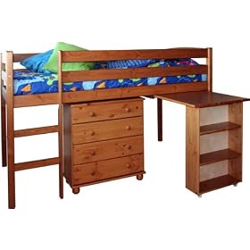 ANTIQUE FELIX MIDSLEEPER BED WITH CHEST & PULL OUT DESK FROM CENTURION PINE