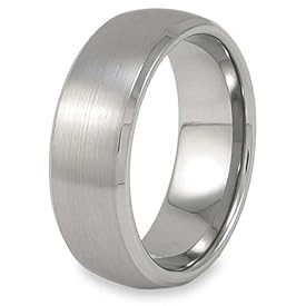 Beveled Edge Brushed Tungsten Carbide Ring (8.0mm) - Sizes 7 - 13