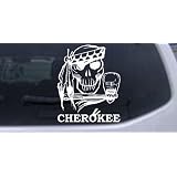 6in X 4.9in White -- Cherokee Indian Skull Skulls Car Window Wall Laptop Decal... by Rad Dezigns