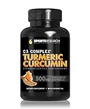Sports Research Turmeric Curcumin C3 Complex 500 Mg with 95% Curcuminoids,Bioperine and Organic Virgin Coconut Oil. 120 Capsules