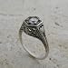 14k White Gold Hearts And Flowers Antique Style Ring