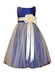 Girls Tea Length Vintage  Polyester/Satin/Tulle Sleeveless Flower-Girl Dress/Pageant Dress  With a Bow(s) and a Ribbon  and a Sash 