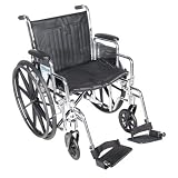 Drive Medical Chrome Sport Wheelchair with Various Arm Styles and Front Rigging Options, Black and Chrome, 16