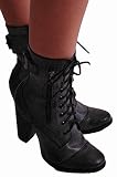 EyeCatchShoes - Womens Military Army Combat Lace Up Zip Ankle Boots