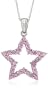 10k White Gold, June Birthstone, Lab-Created Pink Sapphire Star Pendant, 18"