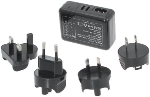 Annzon 4-Port USB Wall Charger Travel Kit With Interchangeable Plugs (US, UK, EU, AU) For iPhone / iPad / iPod & Android Windows Phone / Tablet, USB Charger Devices etc (Black)