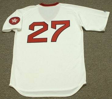 CARLTON FISK Boston Red Sox 1975 Majestic Cooperstown Home Throwback Baseball Jersey, MEDIUM