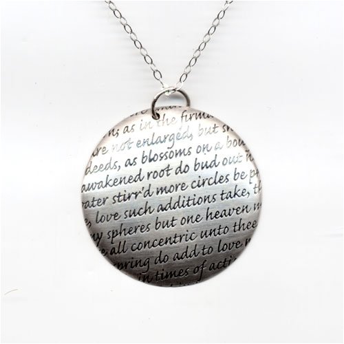 Sterling Silver John Donne Love Sonnet Pendant,