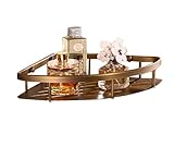 Rozin アンティーク真鍮 浴室用 化粧品収納ラック三角 バスルーム棚 バスケット壁取り付け