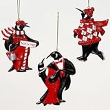 Penguin Painting North Pole Sign Red Christmas Ornament
