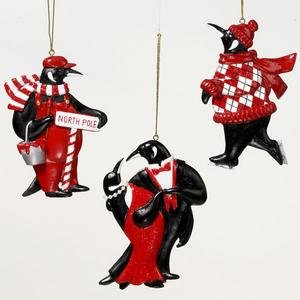 Penguin Ice Skating Wearing Winter Argyle Sweater Christmas Ornament
