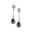 14K White Gold Onyx and Diamond Earrings