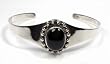 STERLING SILVER BANGLE BRACELET with Black Onyx