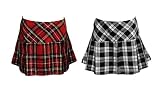 Hell Bunny Scottish Tartan Mini Skirt Wide Pleat - White & Red - Sizes 8 10 12 14 16