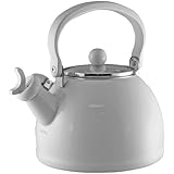 Calypso Basics 2.2-Quart Whistling Teakettle with Glass Lid, White