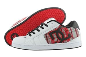DC Men's Net SE Sandal,White/Athletic Red/Plaid,8 M US