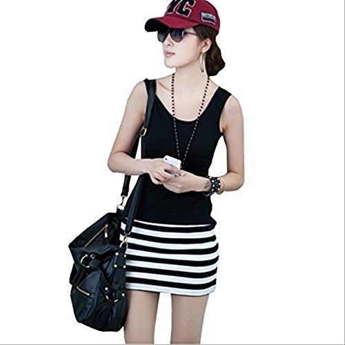 レディース ボーダー タイト Aライン ミニ ノースリーブ ワンピース