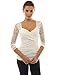 PattyBoutik Women's Sweetheart Floral Lace Long Sleeve Blouse
