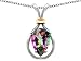 2.40 cts 925 Sterling Silver and 18k Gold Two Tone Genuine Pear Shape Mystic Topaz Pendant