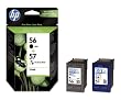 HP 56 et 57 Cartouche d'encre d'origine Pack de 2 Noir/Tricolore