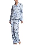 Hue Women's Cloud Print Notched Collar Pajama Set