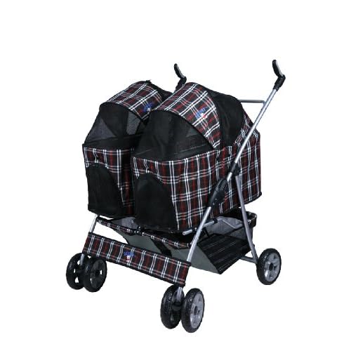 Heavy Duty Side By Side Double Twin Pet Stroller *Red