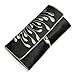 Red Blossom Jewelry Roll Clutch - Embroidered Chrysanthemum (Black)