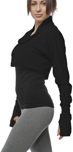 Yoga Pull Over Bolero Alternative Tube Sleeves Top for Dance and Yoga L Black