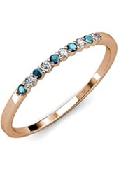 Blue and White Diamond (SI2-I1, G-H) 10 Stone Wedding Band 0.25 ct tw in 14K Gold