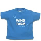 Little Green Radicals organic Fairtrade cotton Wind farm T-shirt  (Shark Blue, 0-6 Months)