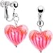 Peppermint Glass Puffed Heart Clip Earrings