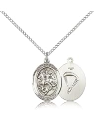 Gold Filled Saint St. George/Paratrooper Medal Pendant 3/4 x 1/2 Inches Boy Scouts/Soldiers-8040- Comes with a GF Lite Curb Chain Neckace And a Black velvet Box