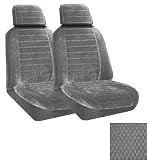 Set of 2 Universal Fit Low Back Scottsdale Pattern Front Bucket Seat Cover - Silver