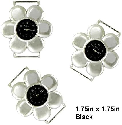 K-MusculoTVT 2pcs Flower Ribbon Watch Faces for Your Interchangeable Beaded Bands TVT-4159 (Black)
