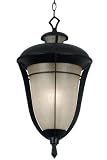 Boulevard Medium Hanging Lantern, LT AMBER LINEN, METALLIC BRONZ...