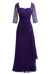 Chiffon/Satin Lace Evening Dress/Mother-of-the-Bride Dress 