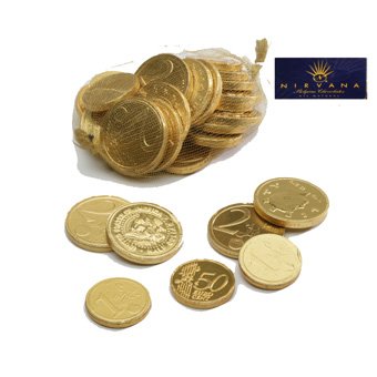Belgian Milk Chocolate gold coins in mesh bag - Kosher- 30 bags of coins by Nirvana Chocolates