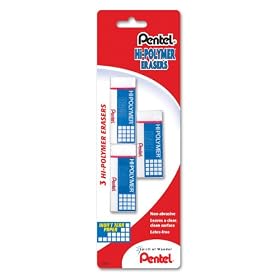 Pentel Hi-Polymer Block Eraser, Small, 3 Pack (ZEH05BP2F)