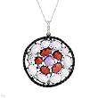 Necklace With 5.50ctw Precious Stones - Genuine Amethyst, Clean Diamonds, Garnets and Quartz Crafted in 14K Two tone Gold Length 18in