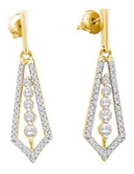 0.75 cttw 14k Yellow Gold Long Drop Earrings Diamond Long Drop Earrings (Real Diamonds: 3/4 cttw)
