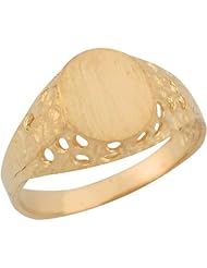 14k Yellow Gold Oval Signet Design Antique Inspired Baby Ring
