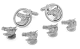 JJ Weston Edwardian Horse Head Cufflinks and Shirt Stud Formal Set. Made in the USA