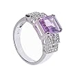 Sterling Silver Amethyst and Genuine Diamond Accent Ring