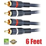 iMBAPrice&reg; PREMIUM 6-Feet Audio Stereo Cable 22AWG Gold Plated 2 RCA M/M Plug Cable 2 M