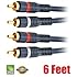 iMBAPrice&reg; PREMIUM 6-Feet Audio Stereo Cable 22AWG Gold Plated 2 RCA M/M Plug Cable 2 M