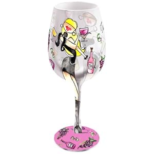 Bottom Up 15-Ounce Wine Divas Handpainted Wine Glass