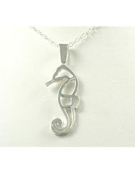 Sea Horse Outline Large Sterling Silver Pendant Ocean Sea Life Jewelry Charm